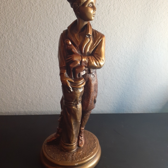 EXQUISITE Signed 1992 Austin Sculpture 11" GOLF CADDY Copper Finish Sculpture. - Picture 5 of 6